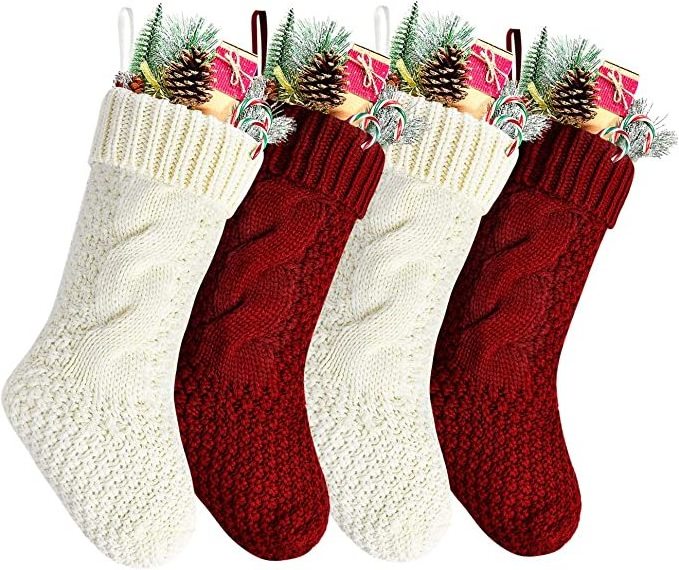 2024 Cozy Chunky Cable Knit Christmas Stockings