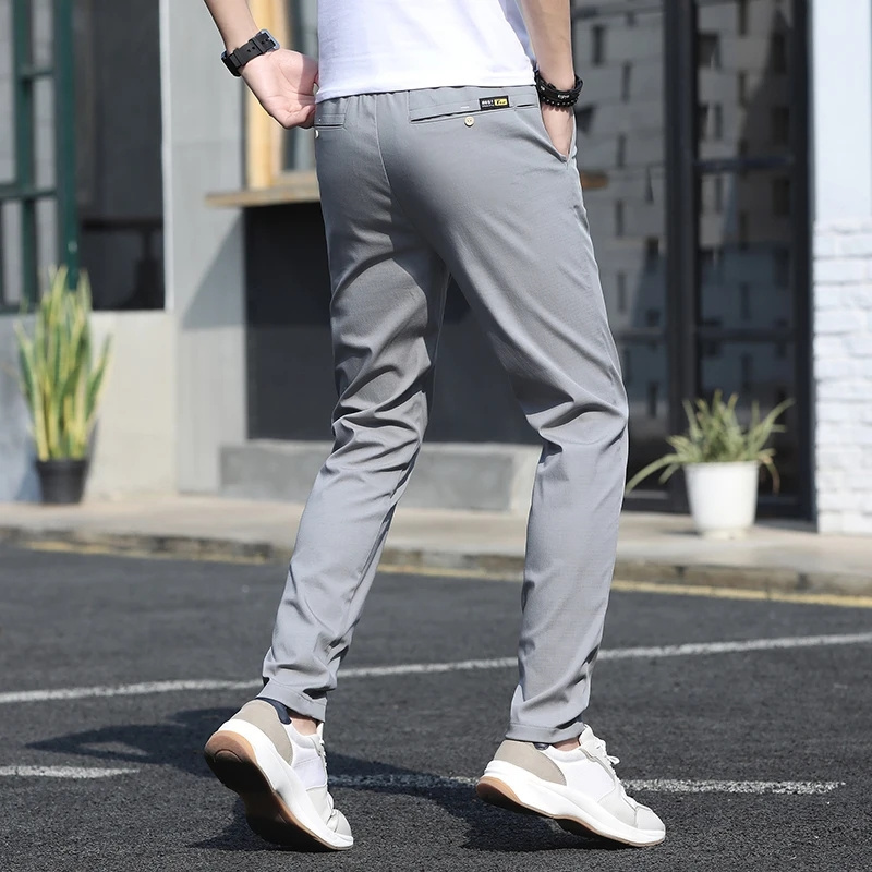 Spring Slim Straight Breathable Stretch Classic Trousers Men Casual Khaki Pant For Men