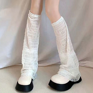 Japanese Casual Lace Foot Cover Stockings Sweet Lace Thin Leg Warmer Calf Socks Women JK Cosplay White Heap Heap Socks