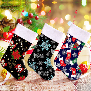 Wholesale Animal Plaid Snowflake Printed Xmas Tree Decoration Stocking Santa Claus Personalized Velvet Plush Christmas Stockings