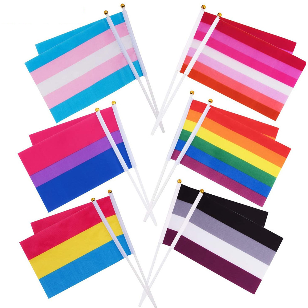 Wholesale New Pride Rainbow Stick Flag Hand Held LGBTQ Flags 3'X5' Gay Pride Rainbow Flag