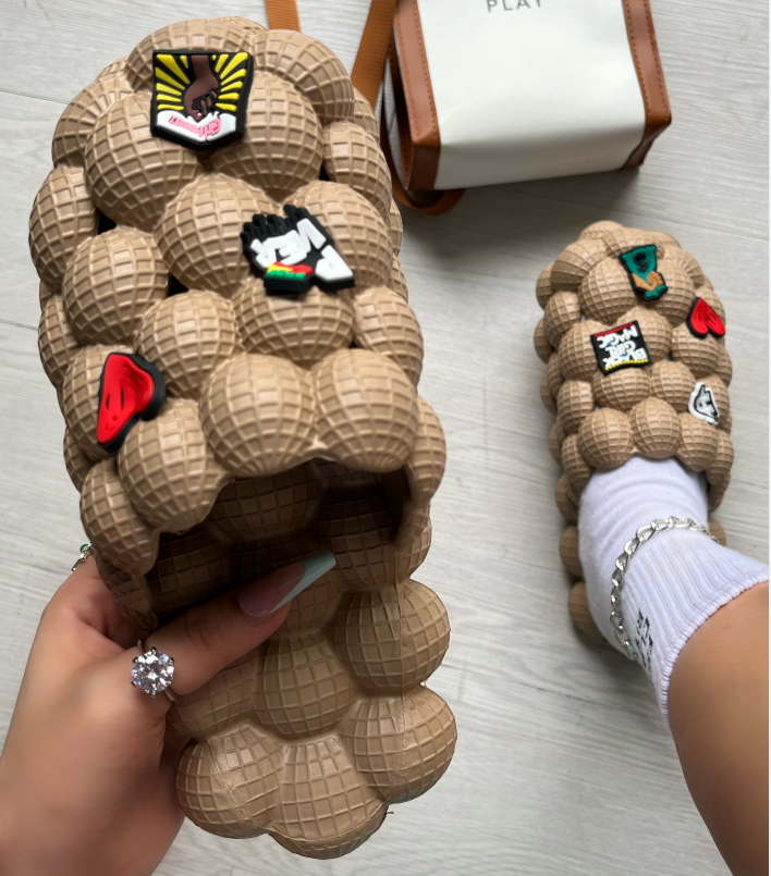 Funny Lychee Bubble Slippers Reflexology Flip Flop For Women'S And Men'S Trengy Slippers bubble slides with clogs charms