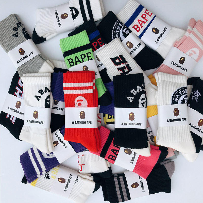 Bape High Quality sock Basketball skateboard trendy brand Bape Ape socks Bape stockings hose for women men unisex teens