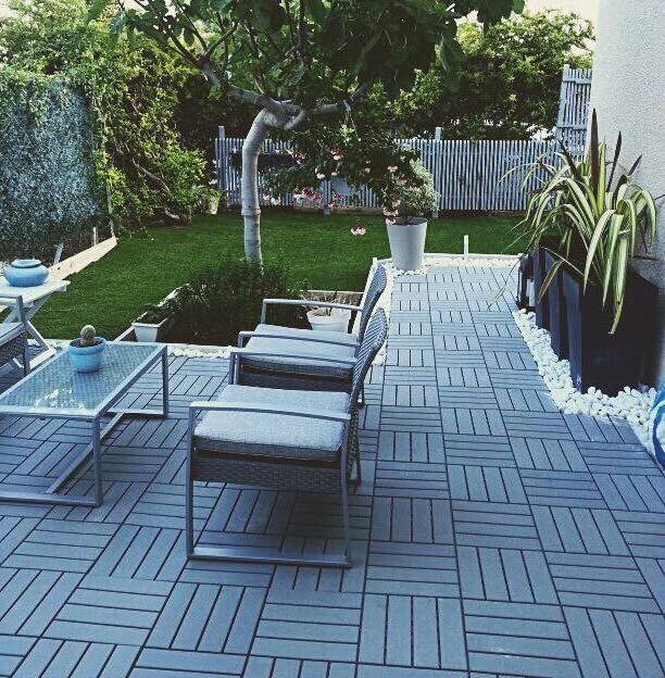 DIY wood plastic composite floor patio garden swimming pool balcony piso walkway roof tiles WPC board interlocking deck tiles