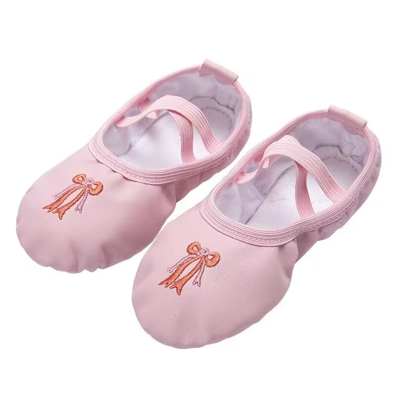 High quality embroidery kids girls ballet flat shoes dance wear