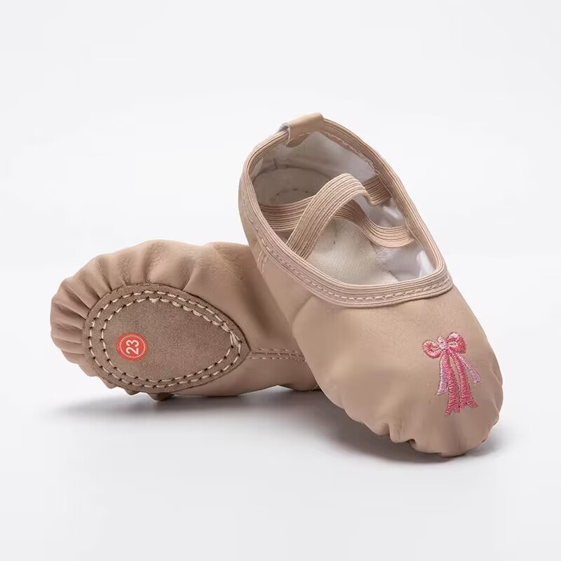 High quality embroidery kids girls ballet flat shoes dance wear