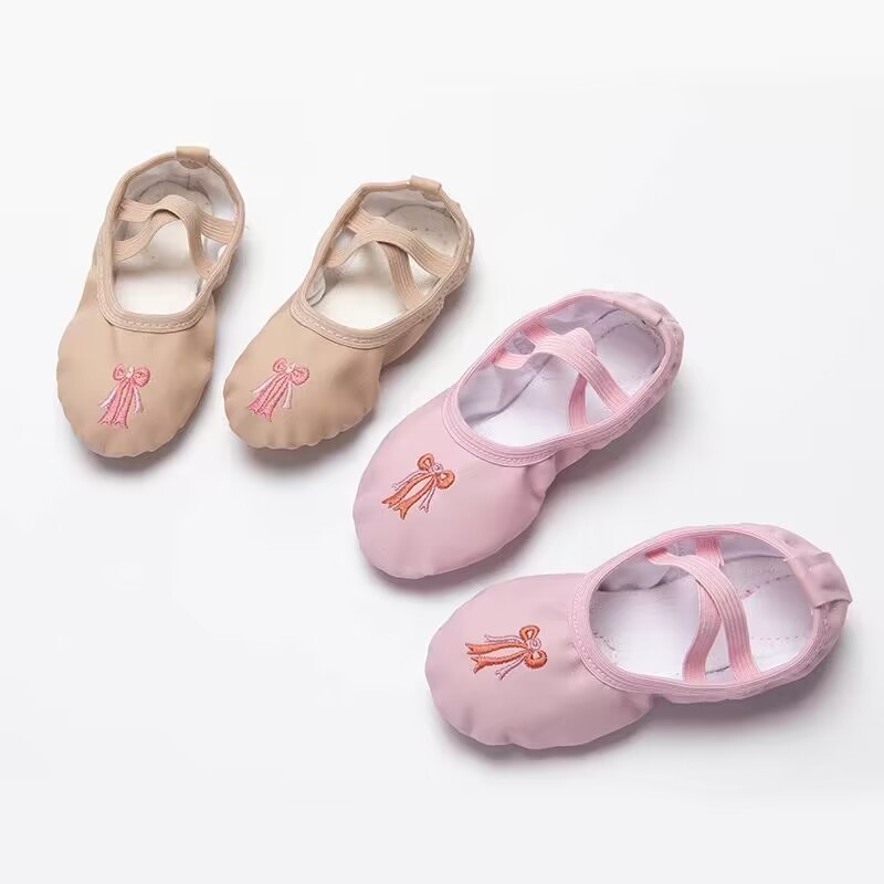 High quality embroidery kids girls ballet flat shoes dance wear