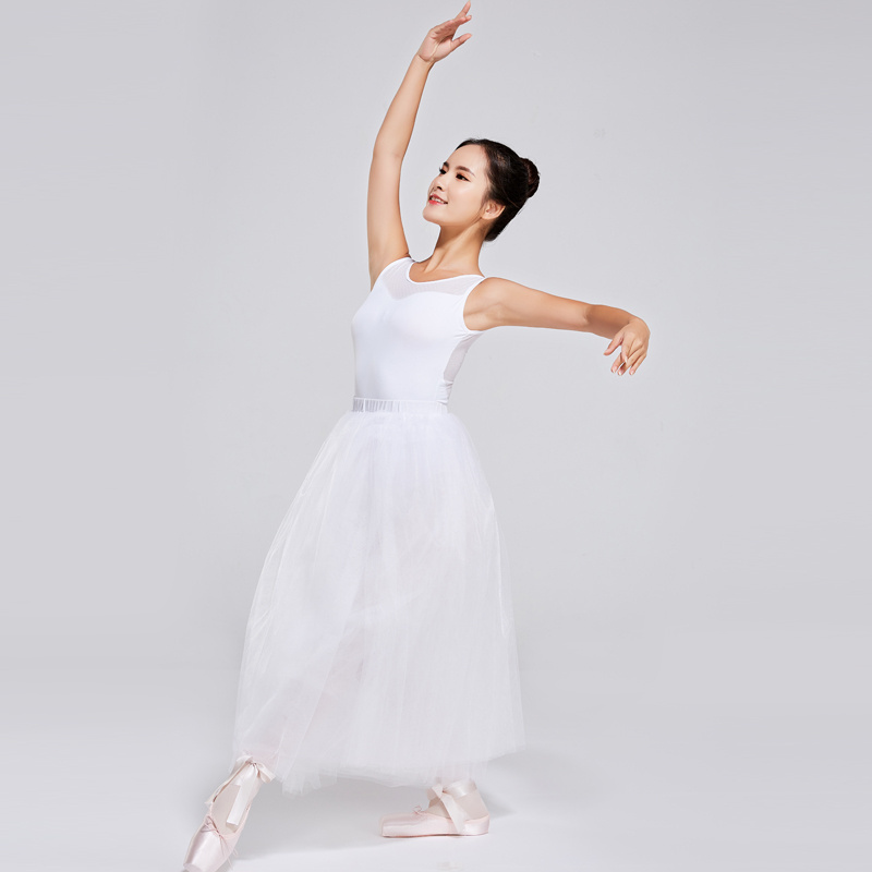 Factory Wholesale Cheap Women Girls Ballet Dance Wear White Long Leotard Tutu