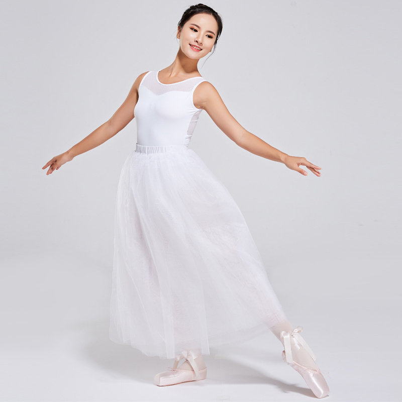 Factory Wholesale Cheap Women Girls Ballet Dance Wear White Long Leotard Tutu