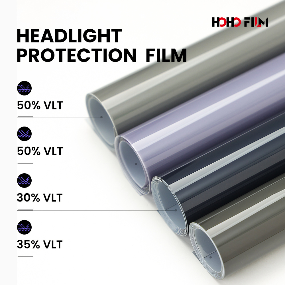 HOHOFILM 190Microns Car Light Cover FIlm Paint Protection Film Tint PPF 30% 35% 50% VLT Smoke Headlight PPF Headlight Film