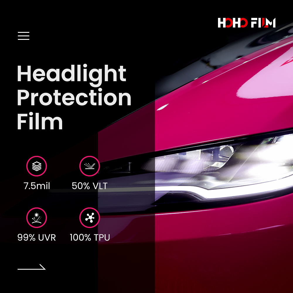 HOHOFILM 190Microns Car Light Cover FIlm Paint Protection Film Tint PPF 30% 35% 50% VLT Smoke Headlight PPF Headlight Film