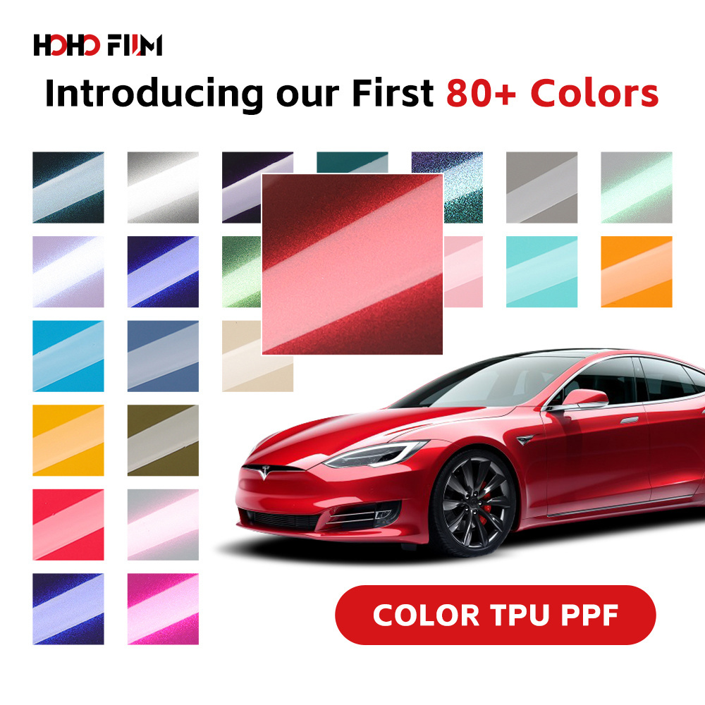 HOHOFILM USA Quality No Glue Dyed Colored PPF Self Healing TPU Material Anti Yellowing Car Paint Protection Anti Scratch Film