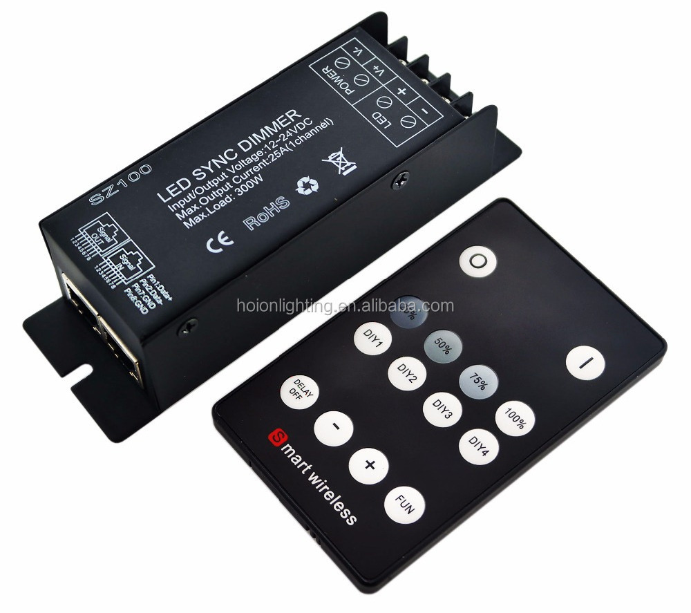 sz100 led sync dimmer led dimmer 12v remote control light dimmer 25A *1ch 3 years warranty