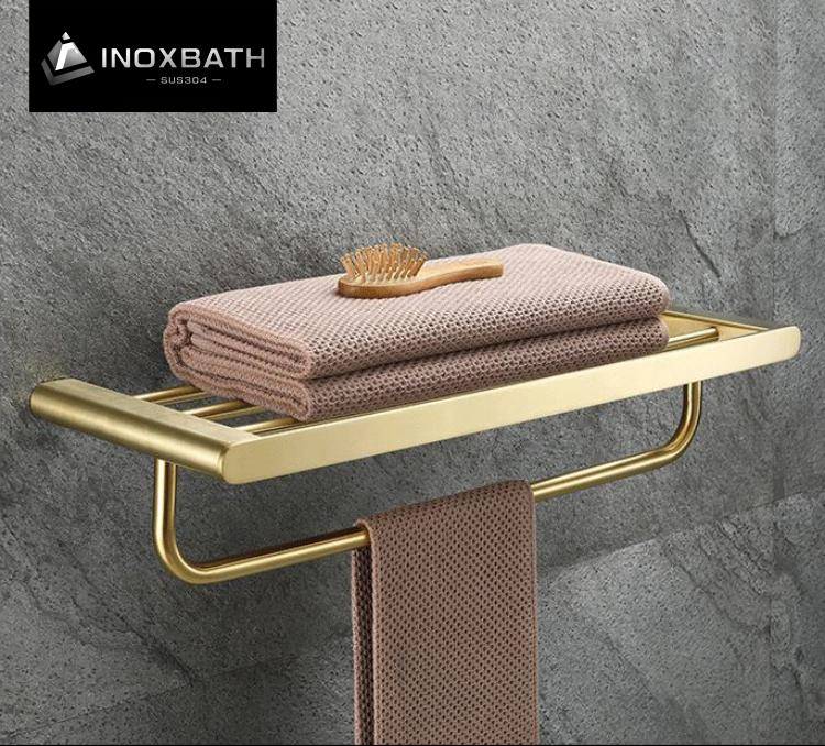 Bathroom Accessories Towel Holder Wall Mounted Golden Bath 304 Stainless Steel Towel Bar