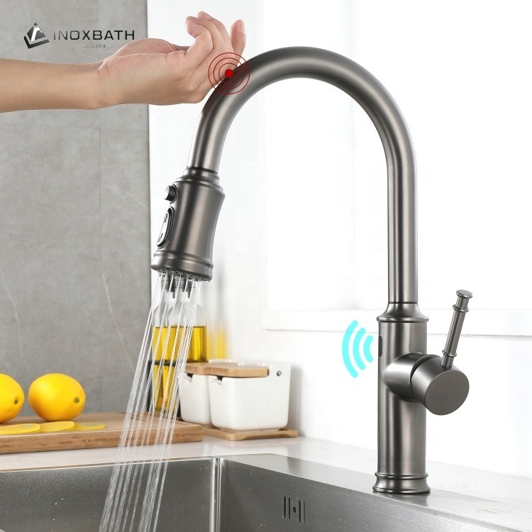 Stainless Steel Brushed Black Torneira Gourmet Pull Down Kitchen Sink Faucets Pull Out Spring Kitchen Faucets