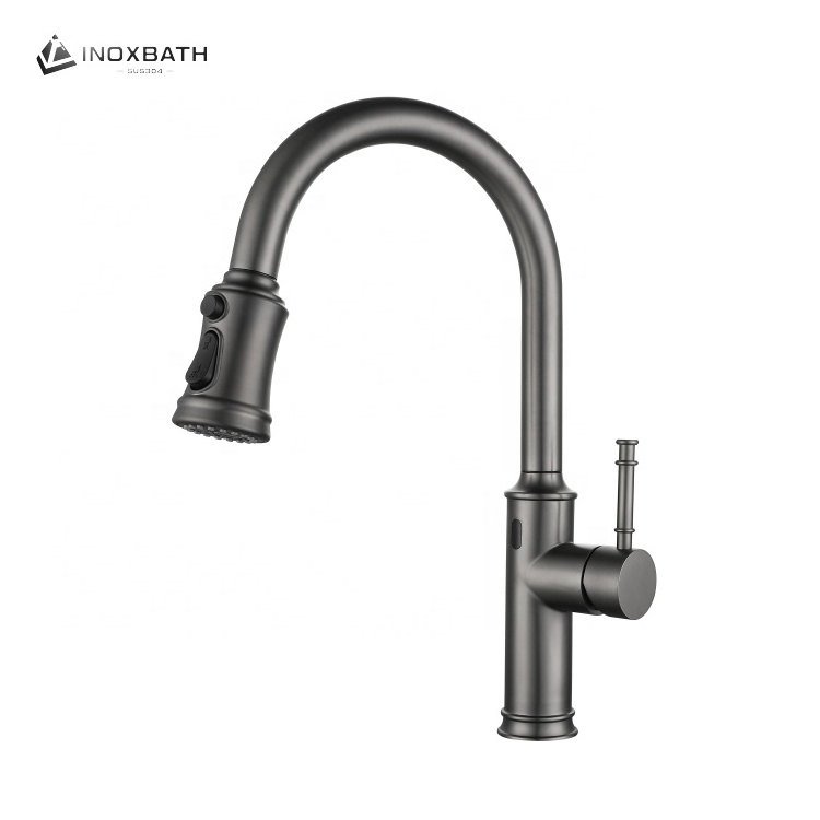 Stainless Steel Brushed Black Torneira Gourmet Pull Down Kitchen Sink Faucets Pull Out Spring Kitchen Faucets