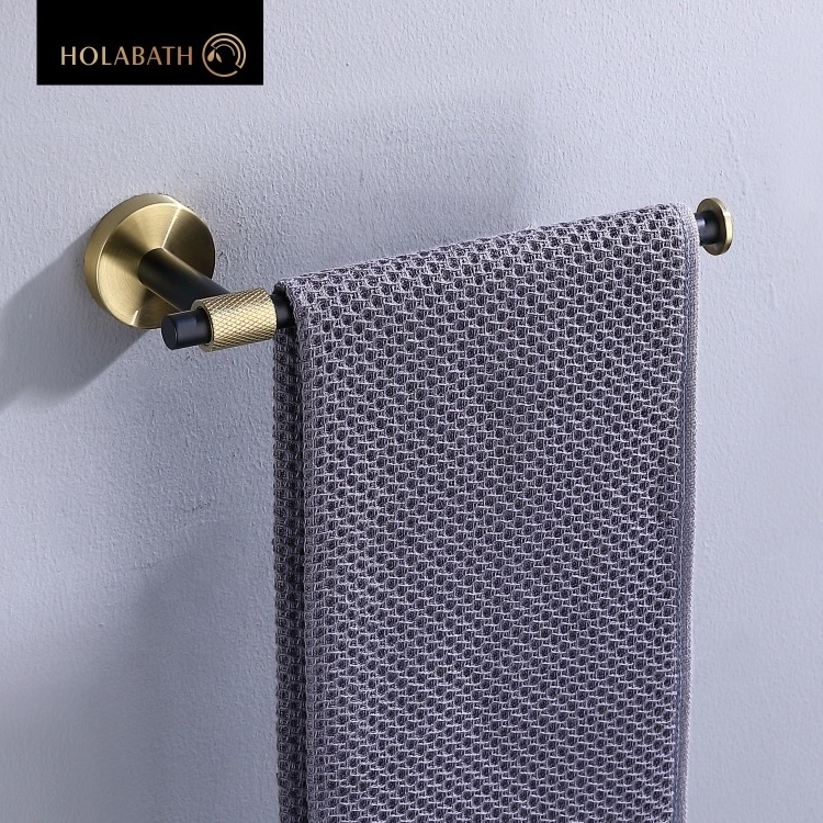 Hot Sell stainless steel matt black towel rack self wall mounted bathroom rack black towel holder