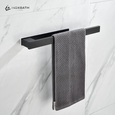 Hot sale Matte Black Wall Mounted SUS304 Single Holder Towel Bar Self adhesive Towel Rack for Bathroom