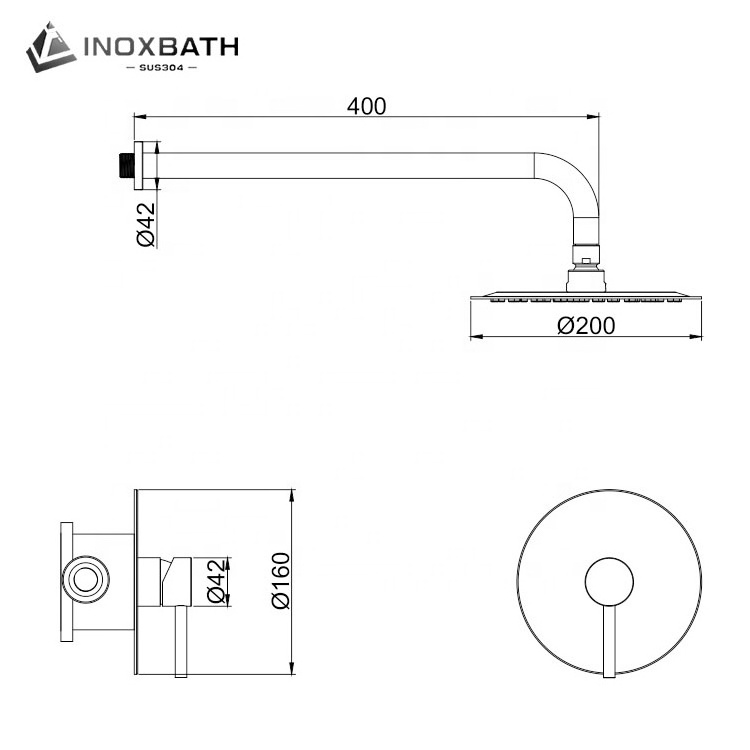 Three Function Rain Wall Mount Bathtub And Concealed Bath Shower Mixer