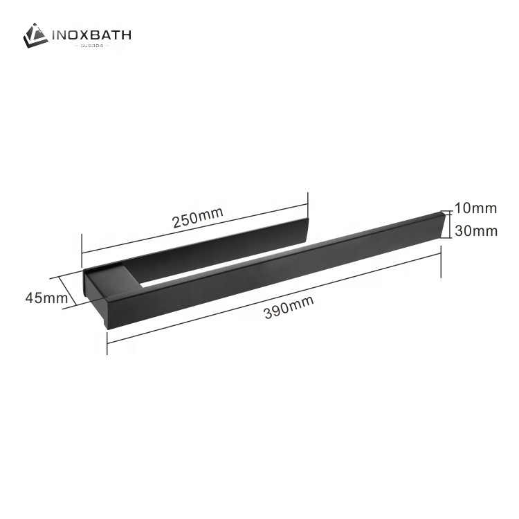 Hot sale Matte Black Wall Mounted SUS304 Single Holder Towel Bar Self adhesive Towel Rack for Bathroom