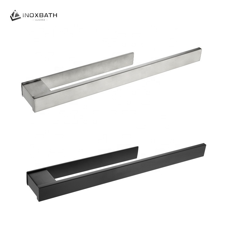 Hot sale Matte Black Wall Mounted SUS304 Single Holder Towel Bar Self adhesive Towel Rack for Bathroom