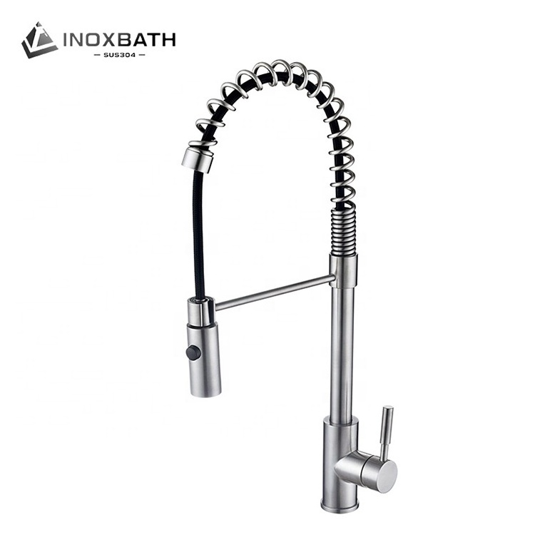 Inoxbath SUS 304 stainless steel bridge kitchen water tap sink pull down faucet with pull out spray