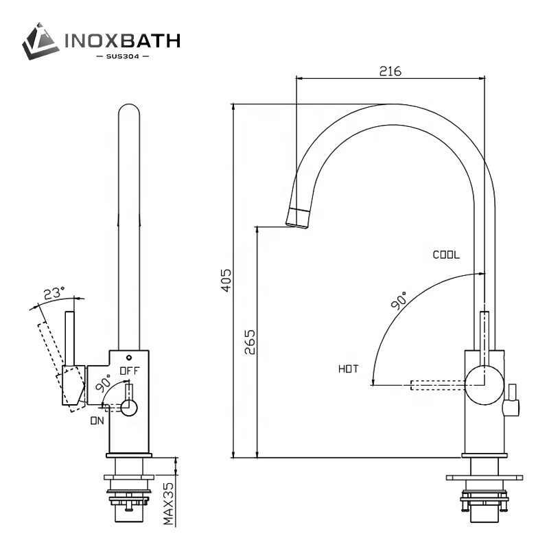 Minimalistic brushed single handle deck mounted 3 in 1 mixer kit set hot boil instant kitchen tap boiling water faucet