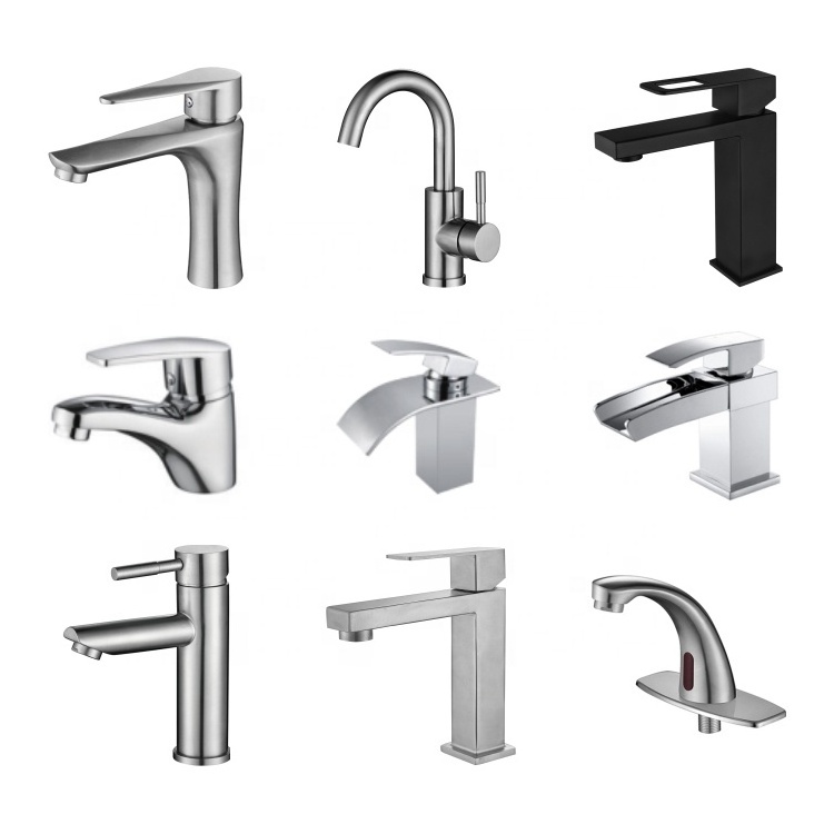 Deck Mounted Mixer Taps SUS304 Lever Tap Single Handle Bathroom Faucets for Wash Single Hole Basin Faucet