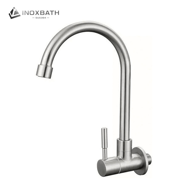 High quality sanitary ware sus304 faucet cold single handle wall mounted kitchen water tap  single hole kitchen faucet