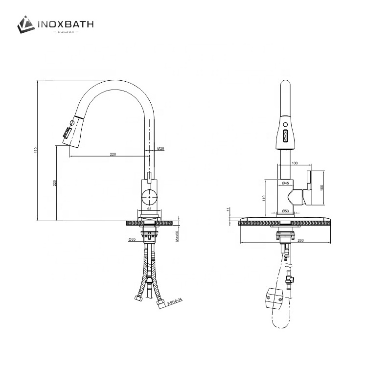 CE Deck Mounted Single Lever Kitchen Sink Tap Commercial Style Pre Rinse Single Handle Pull Down Touchless Kitchen Faucet