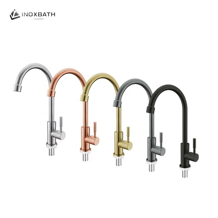 Rose gold taps Wholesale pillar mounted kitchen sink single cold water stainless steel tap sus304 Faucet