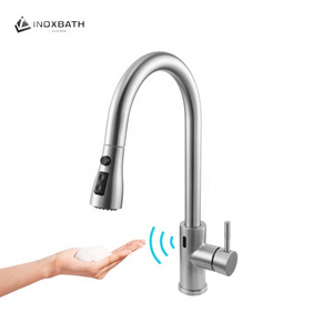 CE Deck Mounted Single Lever Kitchen Sink Tap Commercial Style Pre Rinse Single Handle Pull Down Touchless Kitchen Faucet