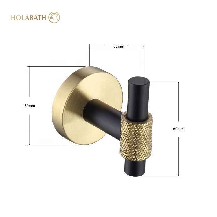 Bathroom 304 Stainless Steel Metal black Wall Mounted Towel Robe hook