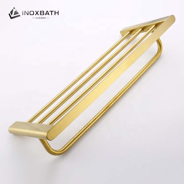 Bathroom Accessories Towel Holder Wall Mounted Golden Bath 304 Stainless Steel Towel Bar