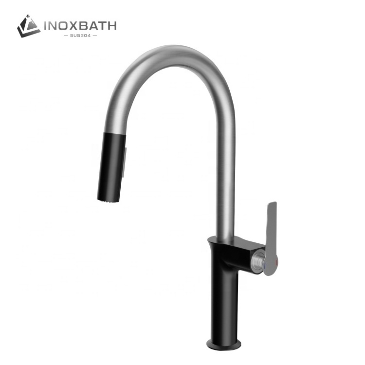 Commercial SUS Faucets Hose Ss304 Filter Touchless Down 304 Stainless Steel Pull Out Kitchen Faucet