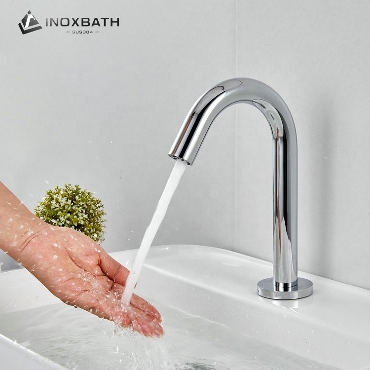 Stainless steel automatic mixer infrared adapter taps water wash saver tap touchless sensor faucet for bathroom basin sink