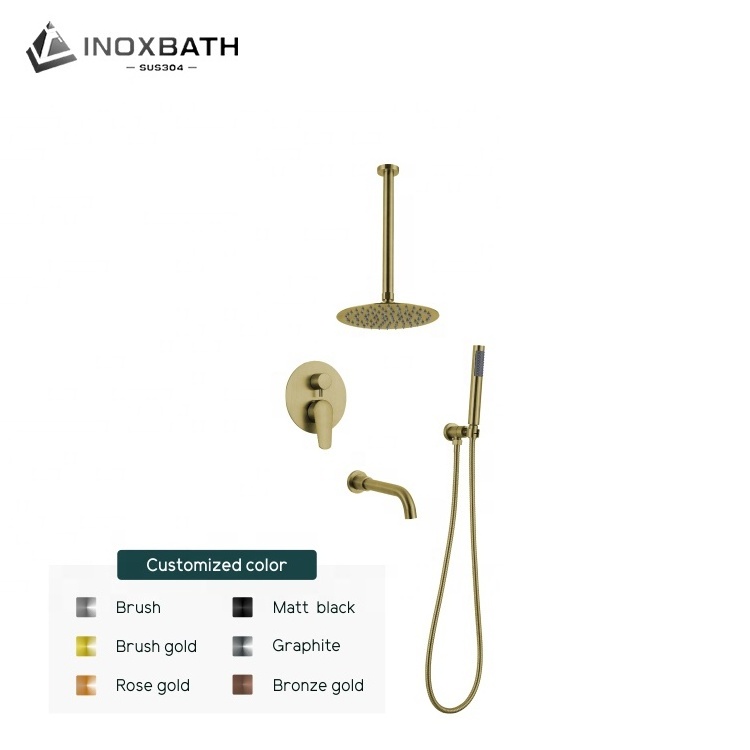 Three Function Rain Wall Mount Bathtub And Concealed Bath Shower Mixer