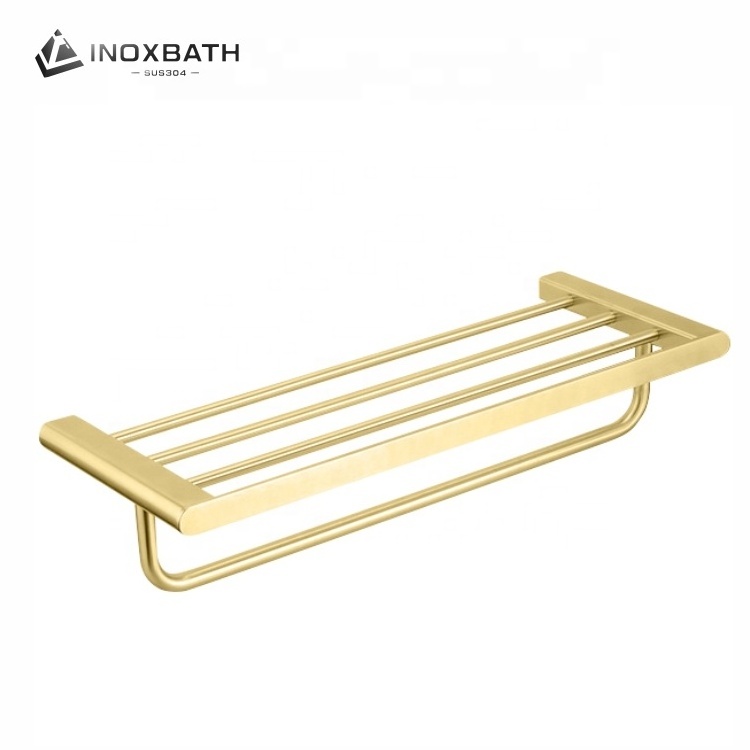 Bathroom Accessories Towel Holder Wall Mounted Golden Bath 304 Stainless Steel Towel Bar