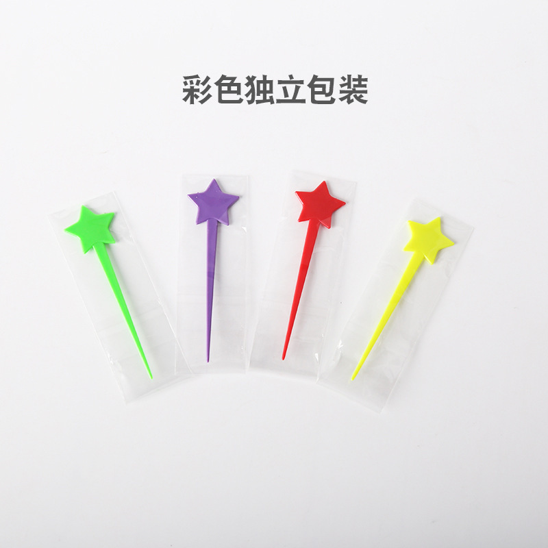 2024 fruit needle love fruit fork Plastic stamp sealing film nail suspension fork star spoon knife and suspension fork