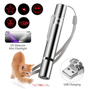 Explosive 3-in-1 multi-pattern laser cat teasing stick usb charging interactive cat teasing toy