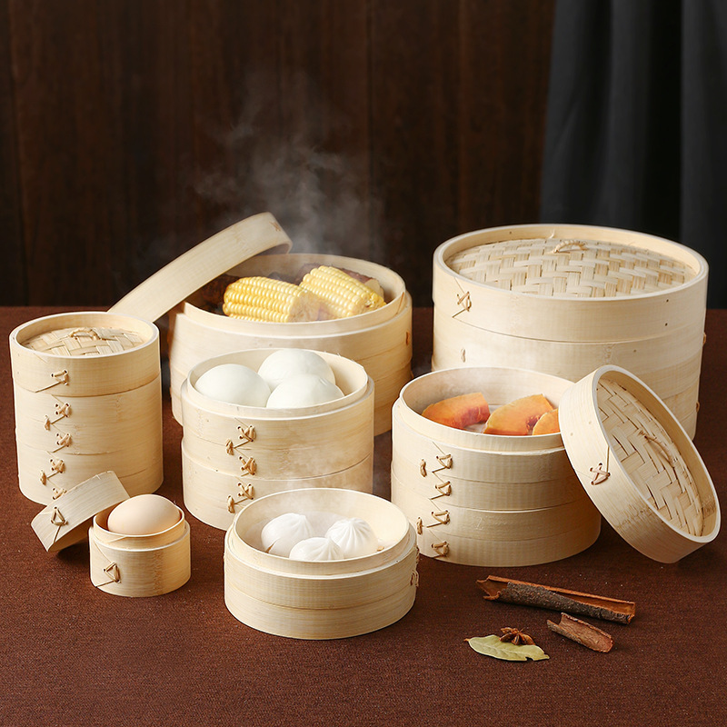 Natural Bamboo Steamer Pure Handicraft Environmental Protection Durable Stainless Steel Steamer Wholesale