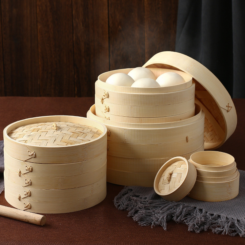 Natural Bamboo Steamer Pure Handicraft Environmental Protection Durable Stainless Steel Steamer Wholesale