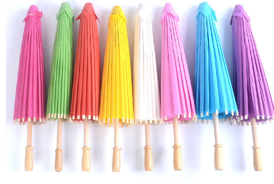 Polyester Fabric Chinese Umbrella 10 Color Party Favors Gift First Holy Communion Baptism Craft Umbrella