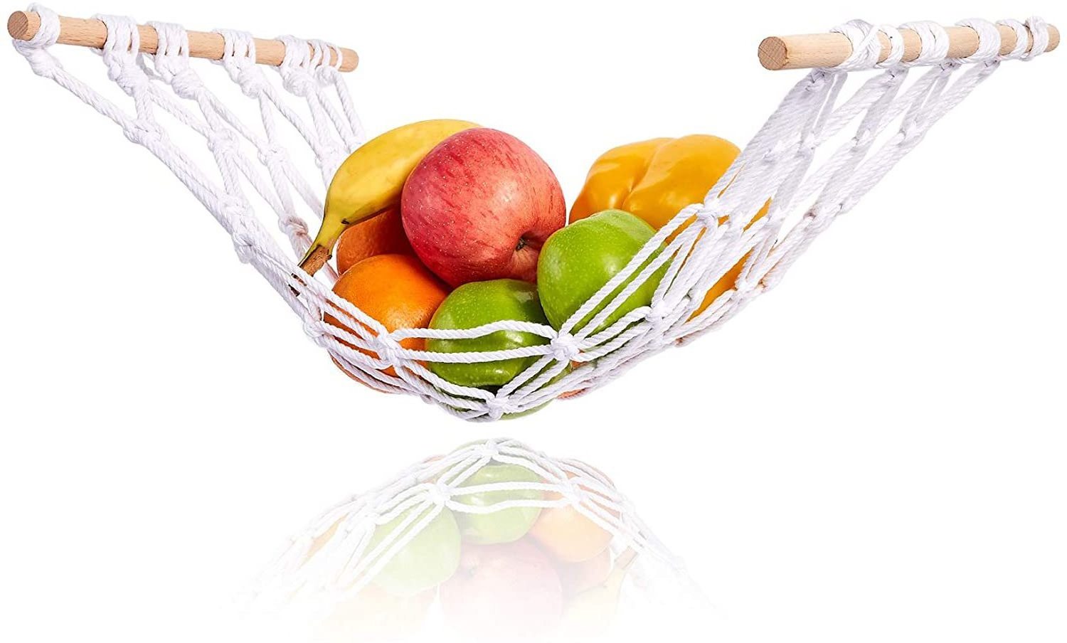 Hot Selling Kitchen Storage Macrame Cotton Fruit Banana Vegetable Hammock Under Cabinet Hanging Fruit Basket Holder