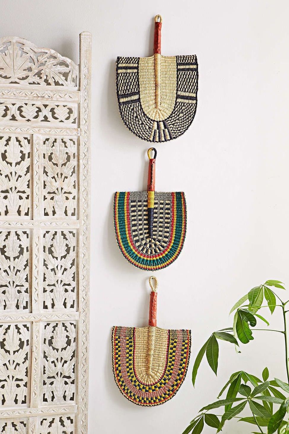 Rattan Boho Rainbow Fan Decor Wall Hanger Wall Art For Nursery Room Decor Wholesale