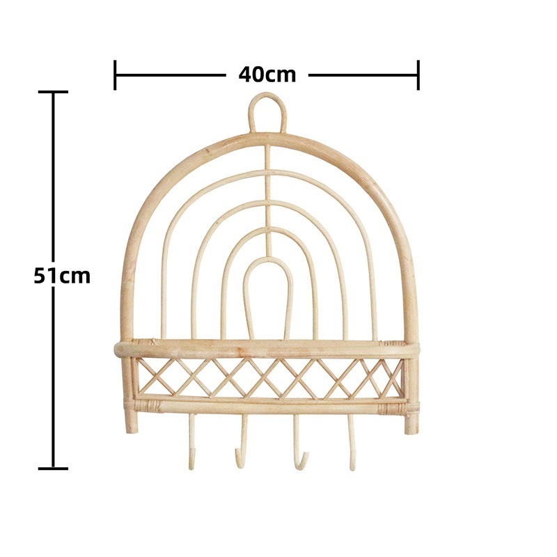 Modern European Rattan Woven Wall Hanging Shelf Creative Multifunctional Bathroom Towel Dressing Room Hook Art Theme