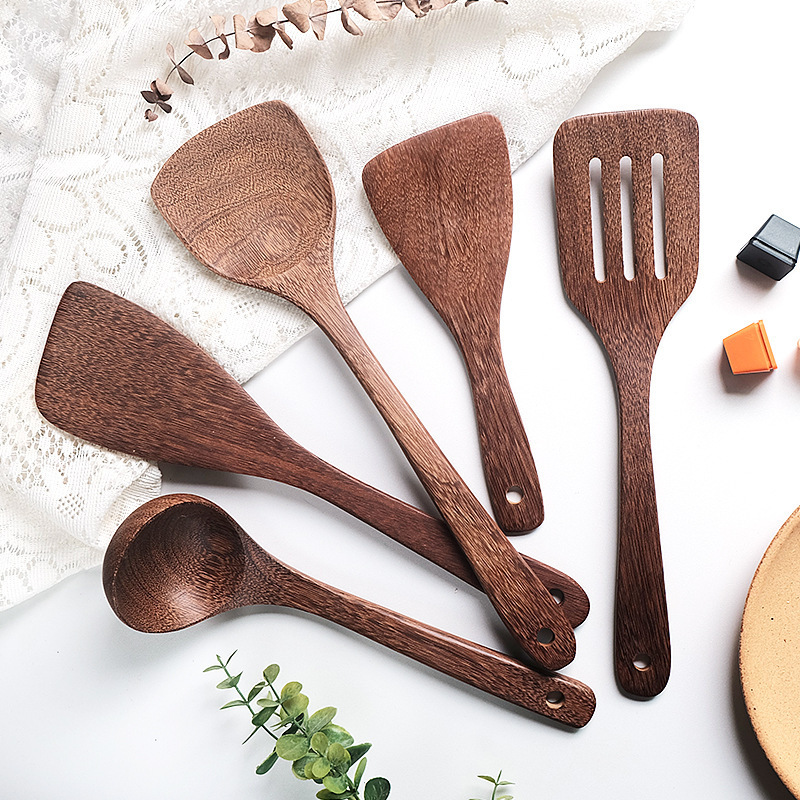 Wholesale Customize Size Logo Acacia Wooden Cooking 9pcs Utensils Natural Teak Kitchen Tool Bento Box