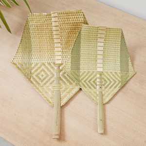 Handcrafted natural rattan fans hand woven bamboo hand fans