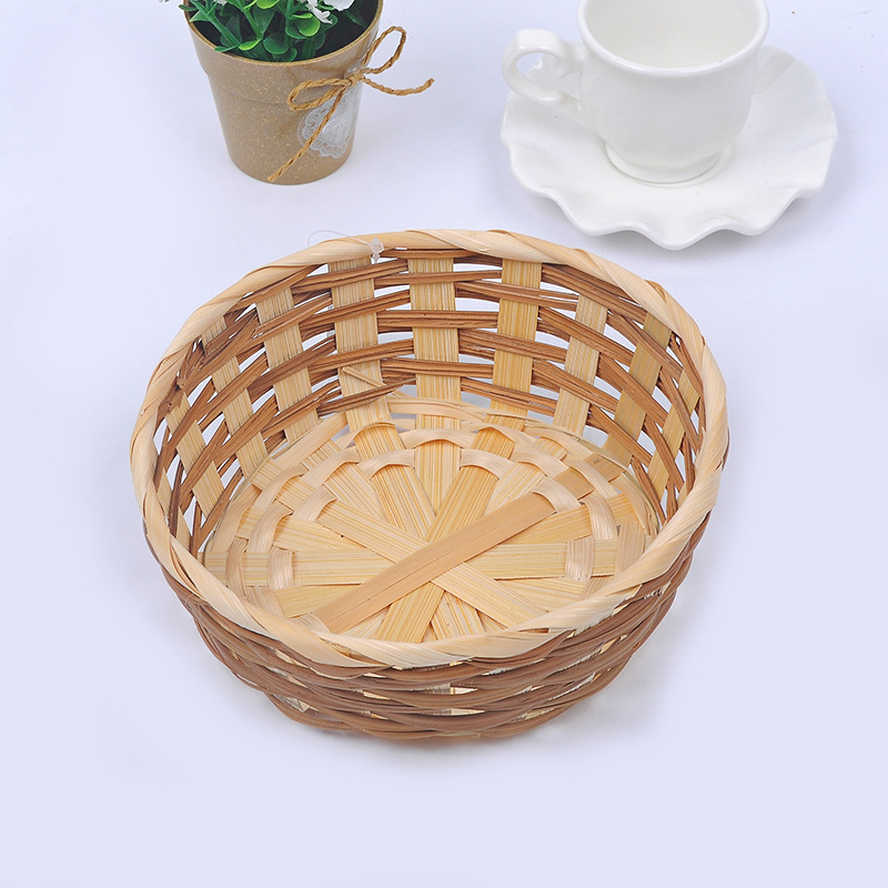 Custom wicker stackable decorative woven shallow handmade bamboo basket lace storage basket