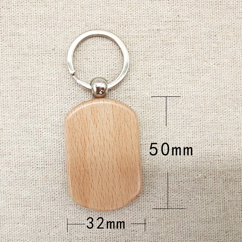 Wooden Keychain Blanks Wood Engraving Blanks Key Chain Unfinished Rectangle Oval Round Wood Key Tag